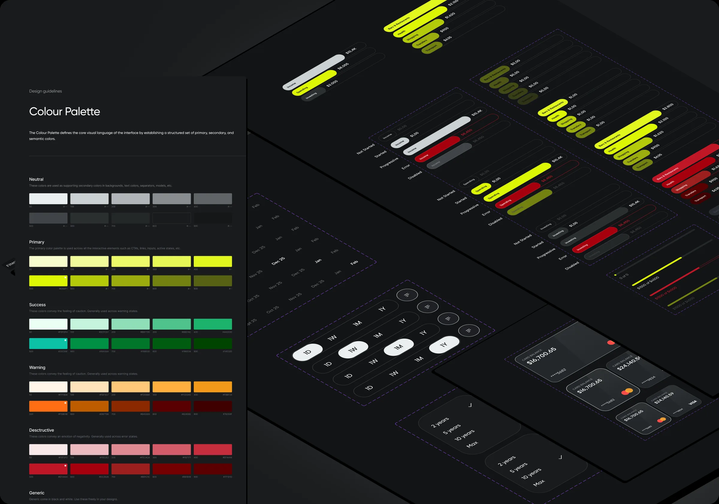 Capita components: colour palette with tints, buttons, inputs, cards and progress bars