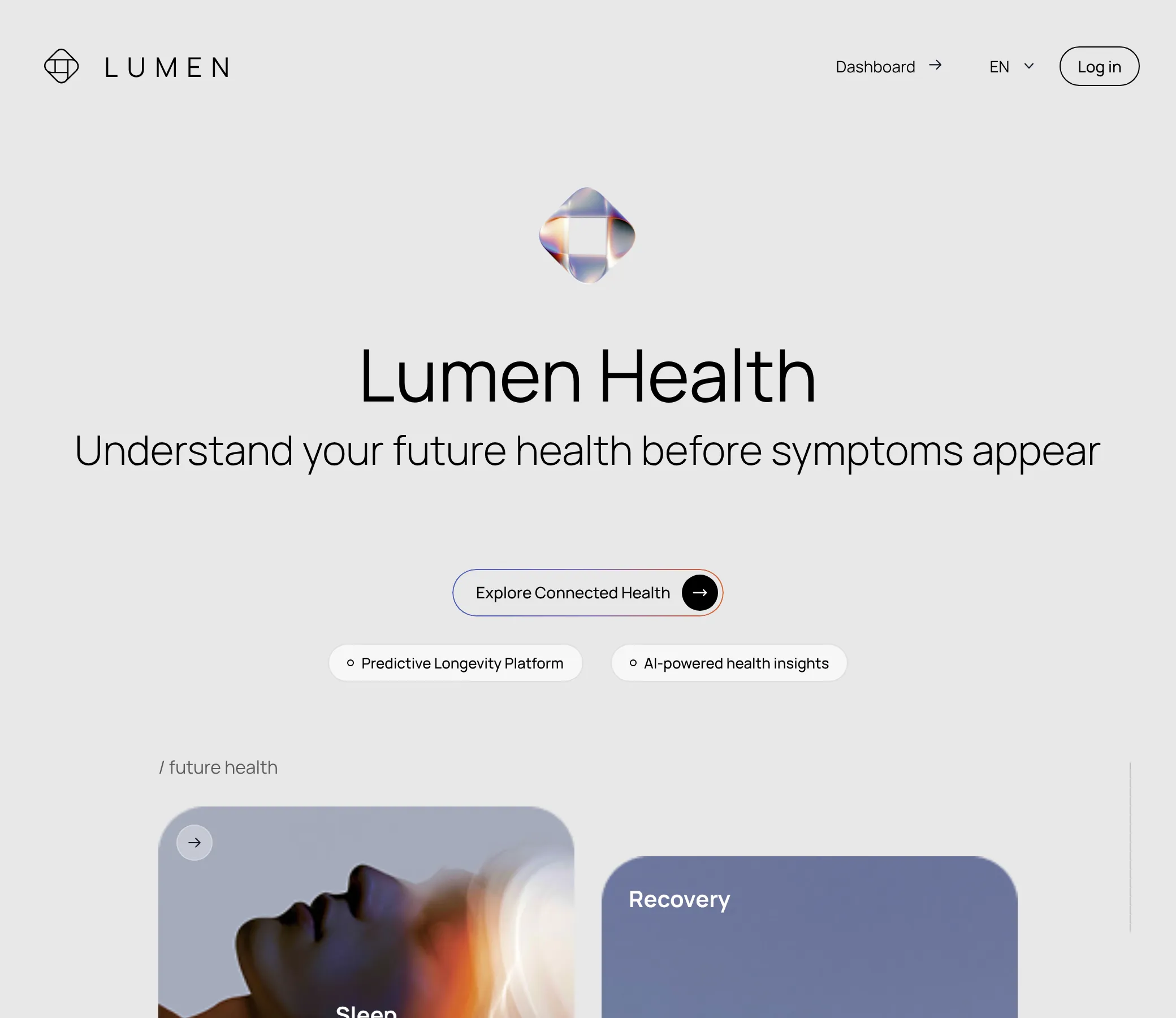 Lumen landing page at 1040 pixels wide
