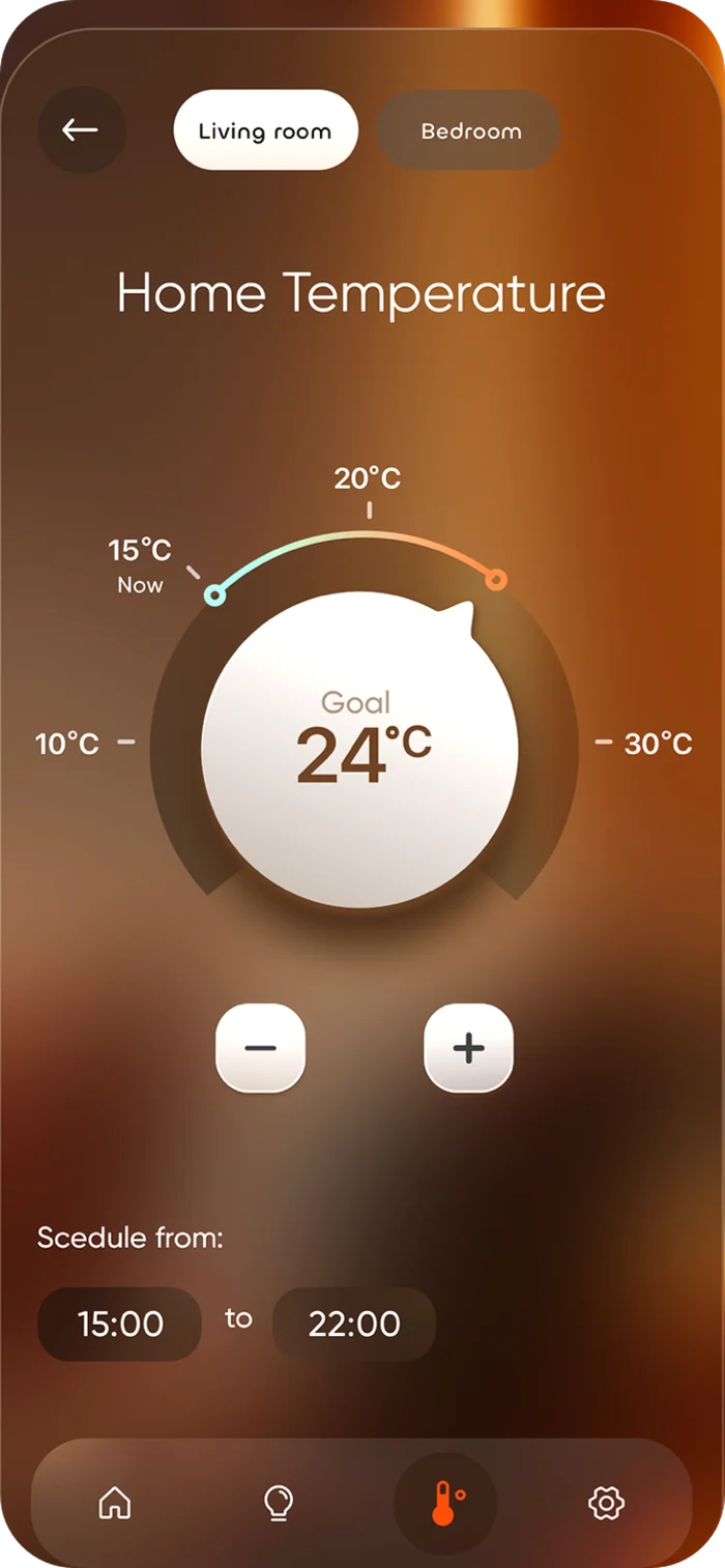 Home Temperature screen, final design
